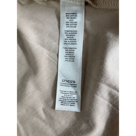 NWT Chico's Lenora Long Sleeve Lace Top Sand Pearl Size 1 US M Pullover Boho - Picture 7 of 8